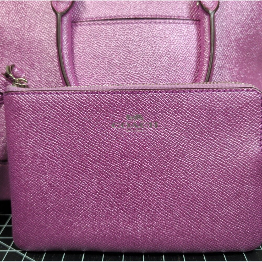 Coach Mini Sierra Crossgrain Lilac Satchel & Wristlet - MISSING STRAP - F22315 - Picture 15 of 16